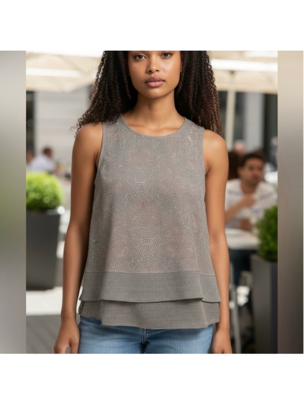 ROSE & Olive Sleeveless Top layered hem pale pink
